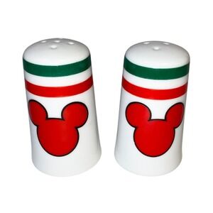 VNTG Disney Mickey Mouse Salt Pepper Shakers Italian Flag Colors Kitchen Decor